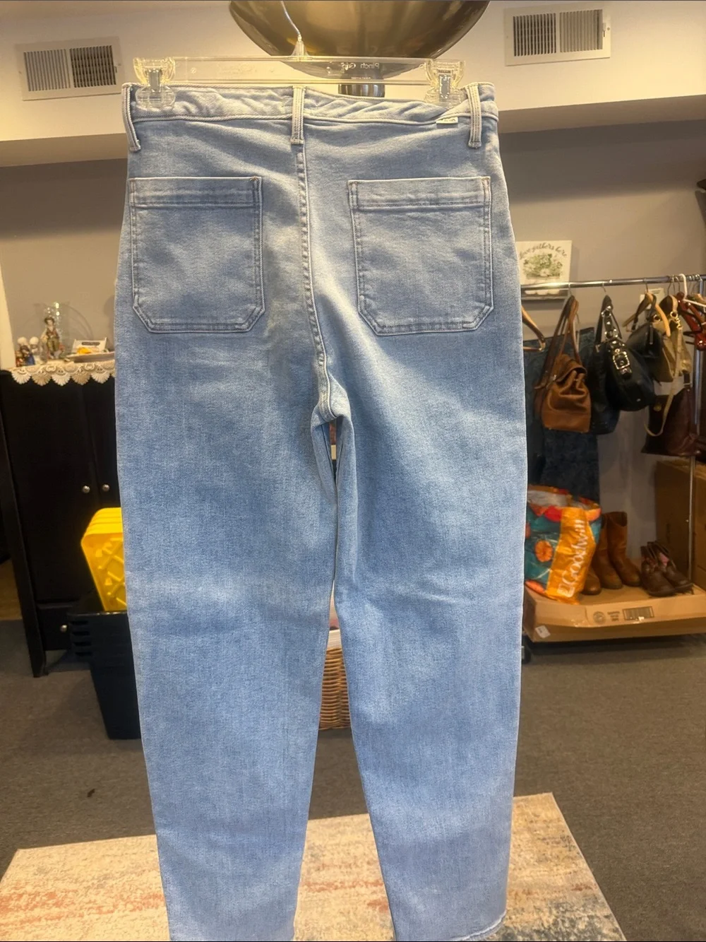 MOTHER Washed Light Blue Straight Jeans 30 NWT Double Pocket high waisted